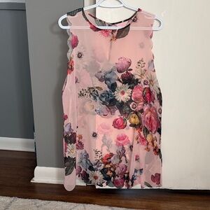 Ted Baker Floral Sleeveless Sheer Bathing Suit Coverup